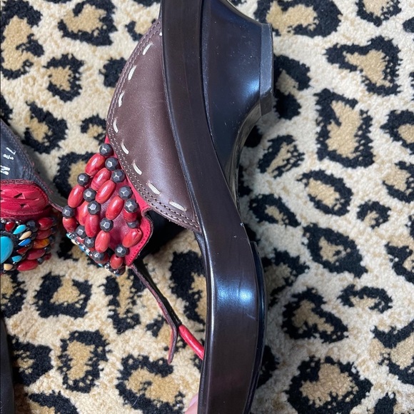 Donald J Pliner Wedge sandal beaded brown - Picture 10 of 10